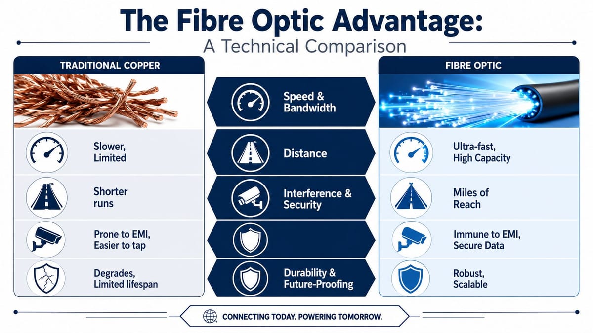 The Core Technical Benefits of Fibre Optic Cabling