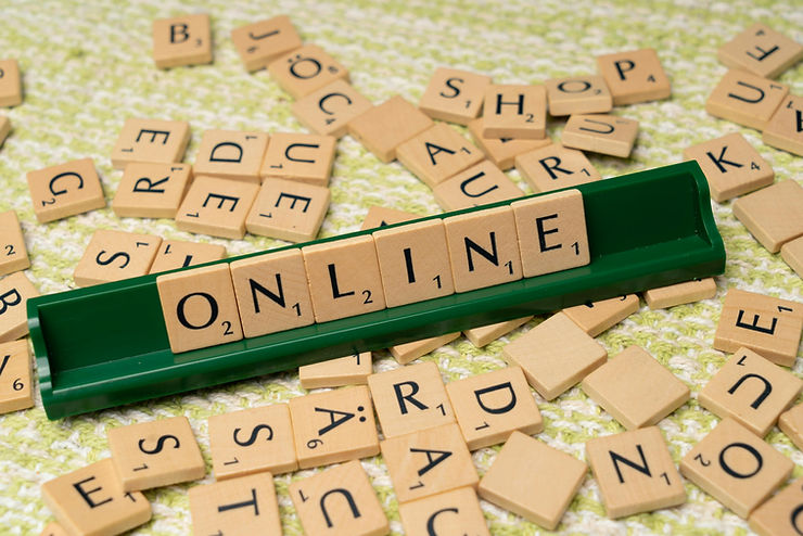 Scrabble tiles saying ONLINE