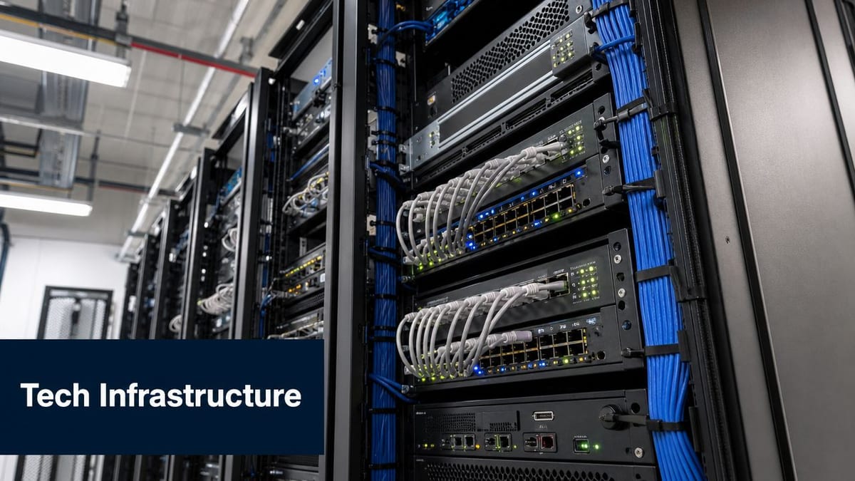 A close up view of server racks and organized networking cables in a professional data center room.