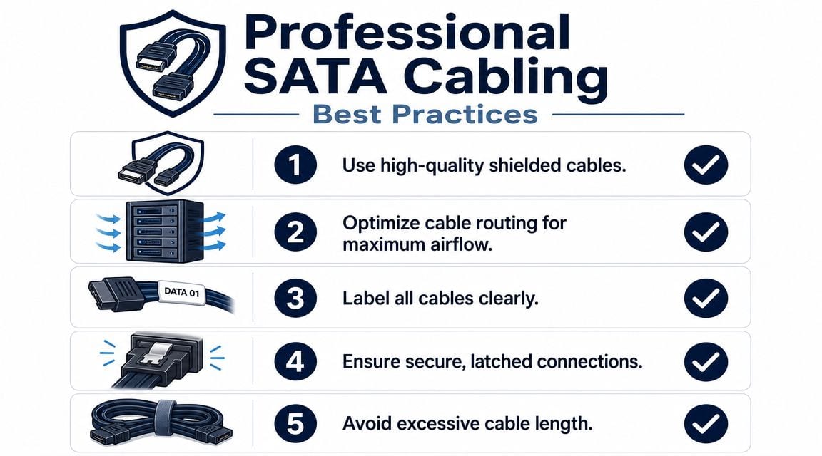 Professional SATA Cabling for Reliability and Airflow